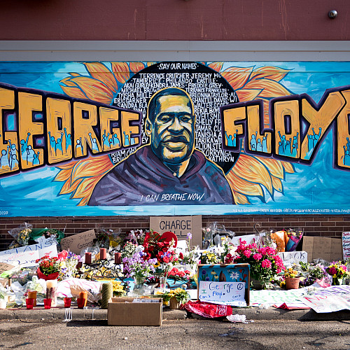 The George Floyd Memorial outside Cup Foods at Chicago Ave and E 38th St in Minneapolis, Minnesota